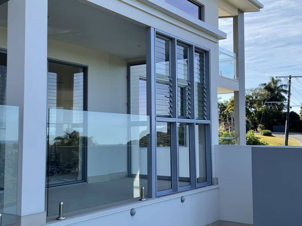 Ultra Silver 102mm Louvres installed in a home on the Sunshine Coast